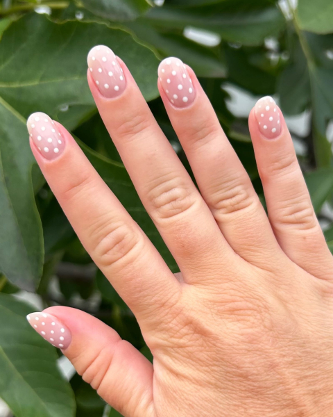 Pink polka dot nails